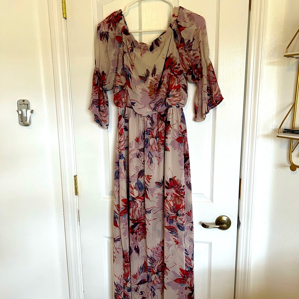 Floral Maxi Dress with half Sleeves